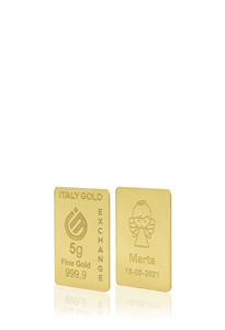 Lingotto Oro 24Kt da 5 gr. per Battesimo  - Idea Regalo Battesimo - IGE Gold